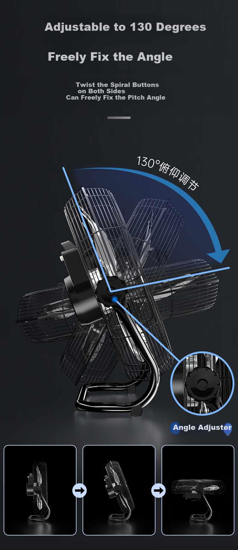 Zuanshipai Floor-Standing Oscillating Fan, Home Use Floor Fan, Powerful Industrial Fan, Large-Power Commercial Electric Fan TF1601 6