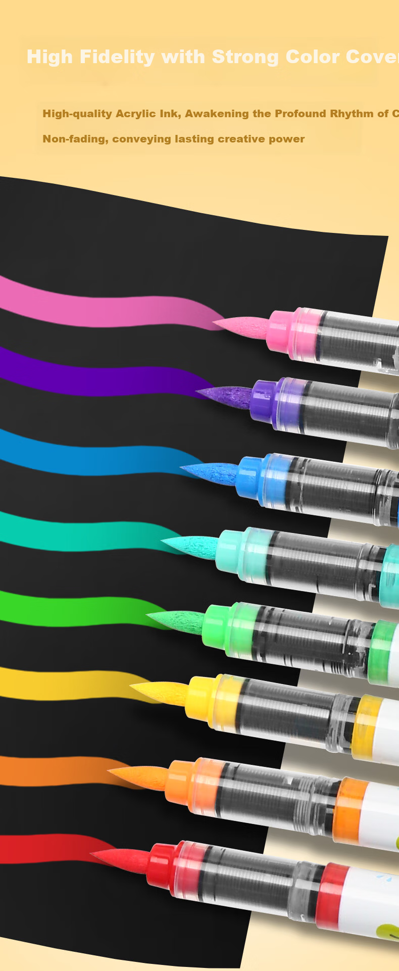 GRASP Direct Liquid Soft-Tip Acrylic Markers for Students, 24 Colors, Non-Translucent, Stackable, Elementary School Watercolor Pens, Paint Pens, Drawing Pens, Direct Liquid 24-Color Gift Box Set for Art Educatio 5