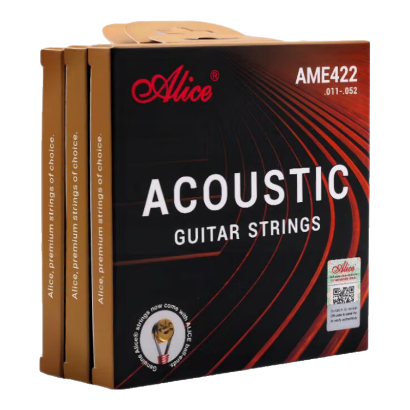 ALICE Guitar Strings Folk Guitar Set, Electroplated Rust-Resistant Strings, 1-6 Strings, One Set, Three-Piece Package