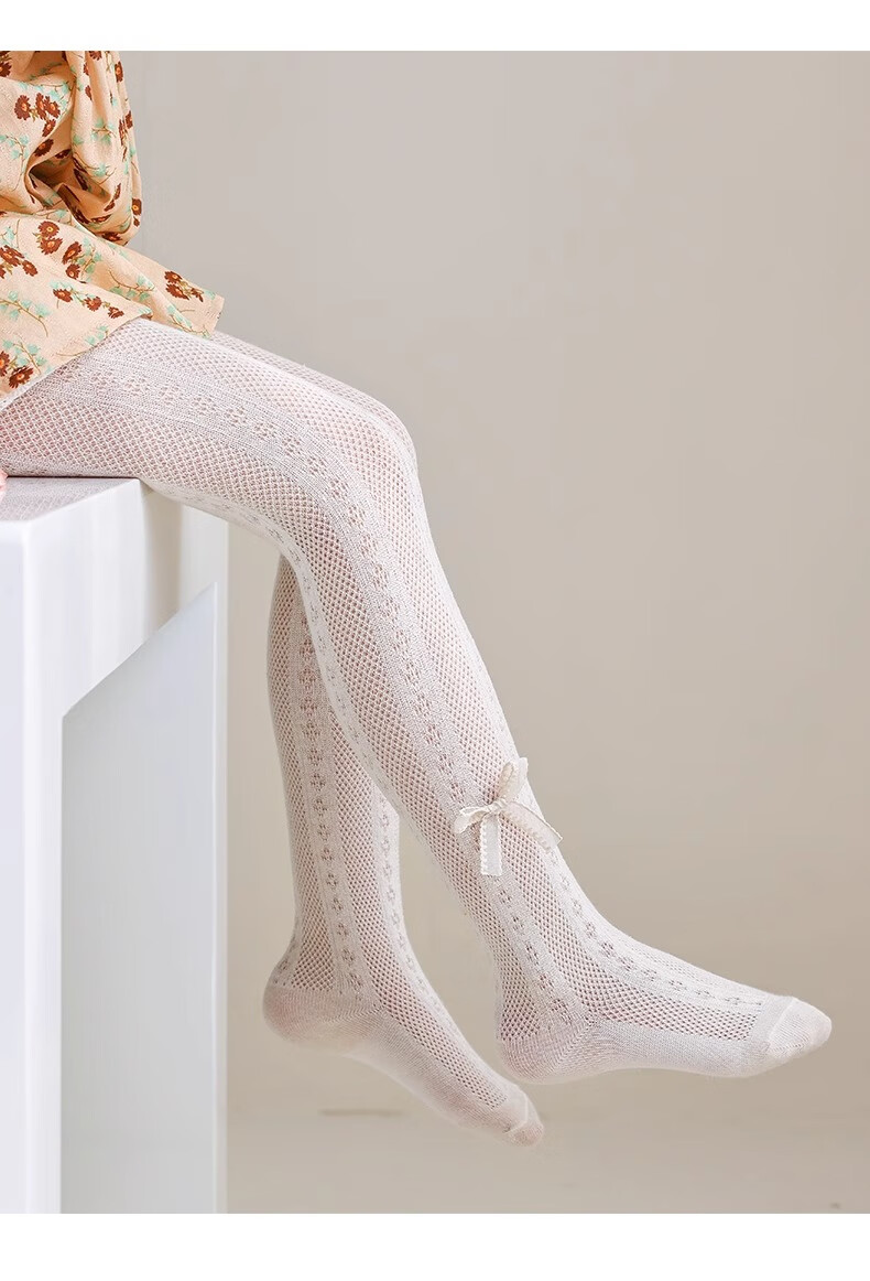 Langsha Girls' Spring Summer Thin White Mesh Breathable Anti-Mosquito Tights Pantyhose 17
