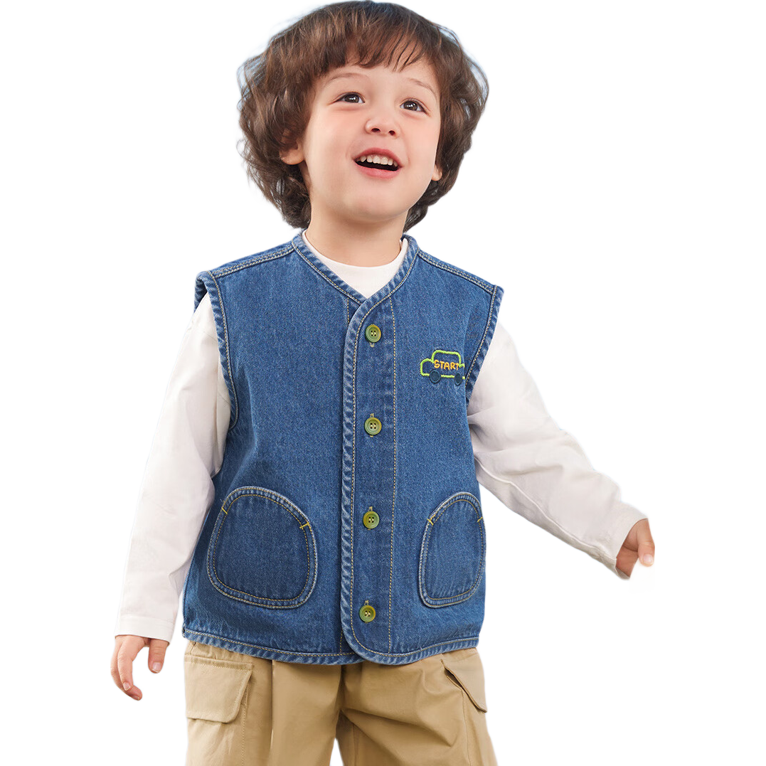 Ciciibear Boys' Denim Vest, Children's Spring And Autumn Outerwear, 2024 New Style Vest, Baby Waistcoat, Denim Vest, Trendy