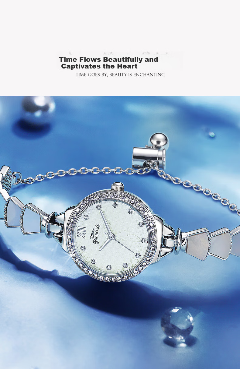 Disney Women's Watch, Mermaid Bracelet-Style Wristwatch, Luxury Niche Waterproof Ladies Watch, Valentine's Day Gift for Girlfriend 5