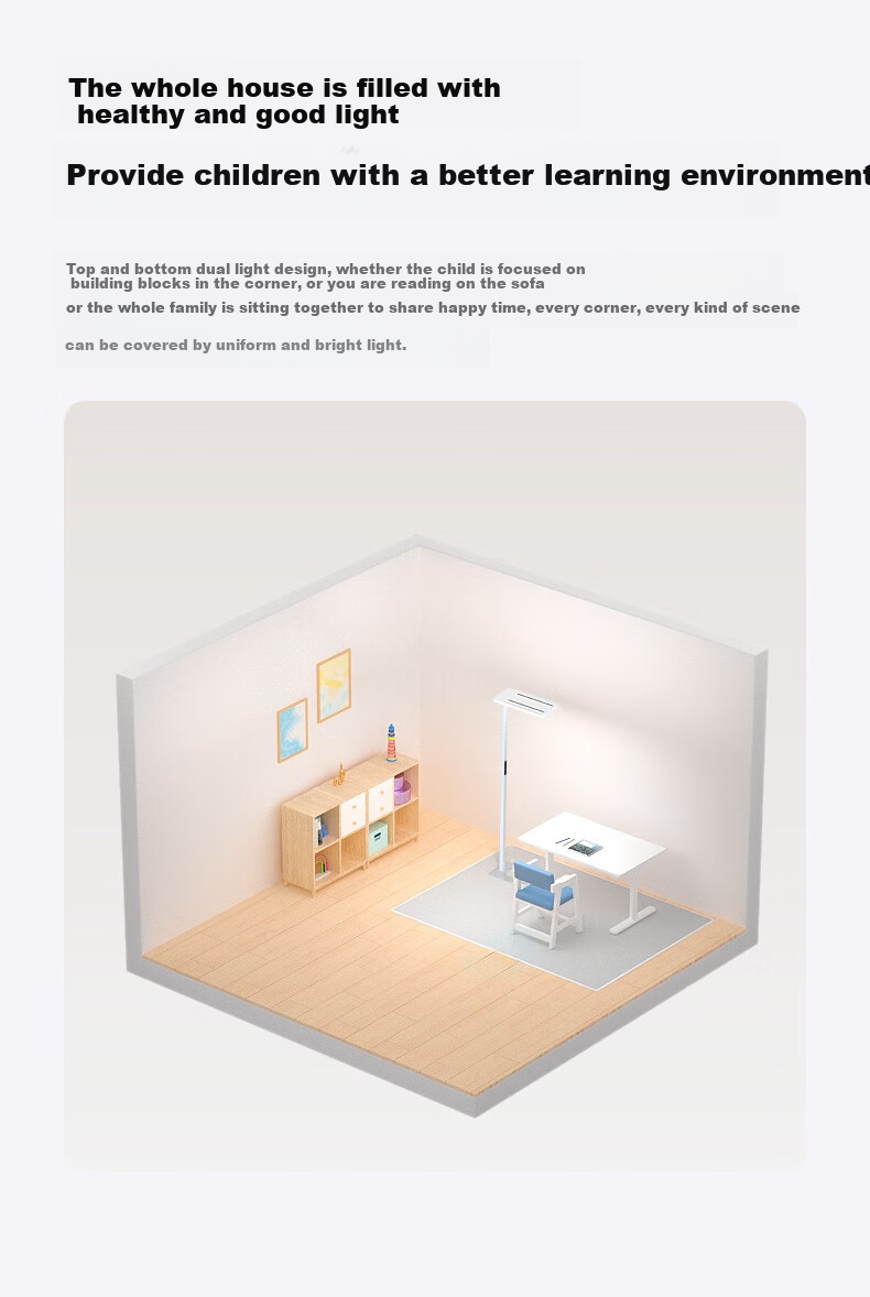 Haoshili Eye Protection Large Spectrum Desk Lamp for Children's Study And Reading, Bedroom Classroom Floor Lamp L9 4