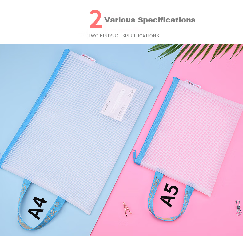 Bailiwen F5156 Zipper Document Pouches, Set of 5, A4 Subject Bags, Student Homework Bags, Book Bags, Stationery Bags, EVA Handheld Office Sorting Bags, Transparent File Pouches, Storage Bags 2