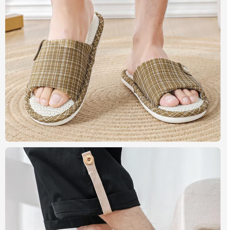 Huameijianbu Linen Slippers, Non-Slip, Couple's Home Indoor Soft-Soled Cotton Linen Floor Slippers, HM6130, Pink, Size 40-41 3