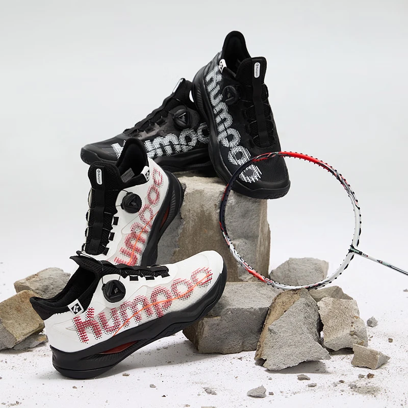 KUMPOO Badminton Shoes, Shock-Absorbing, Breathable, Wear-Resistant, Button Laces, Sports Shoes, Houyi PRO KH-G826S, Black, Size 40