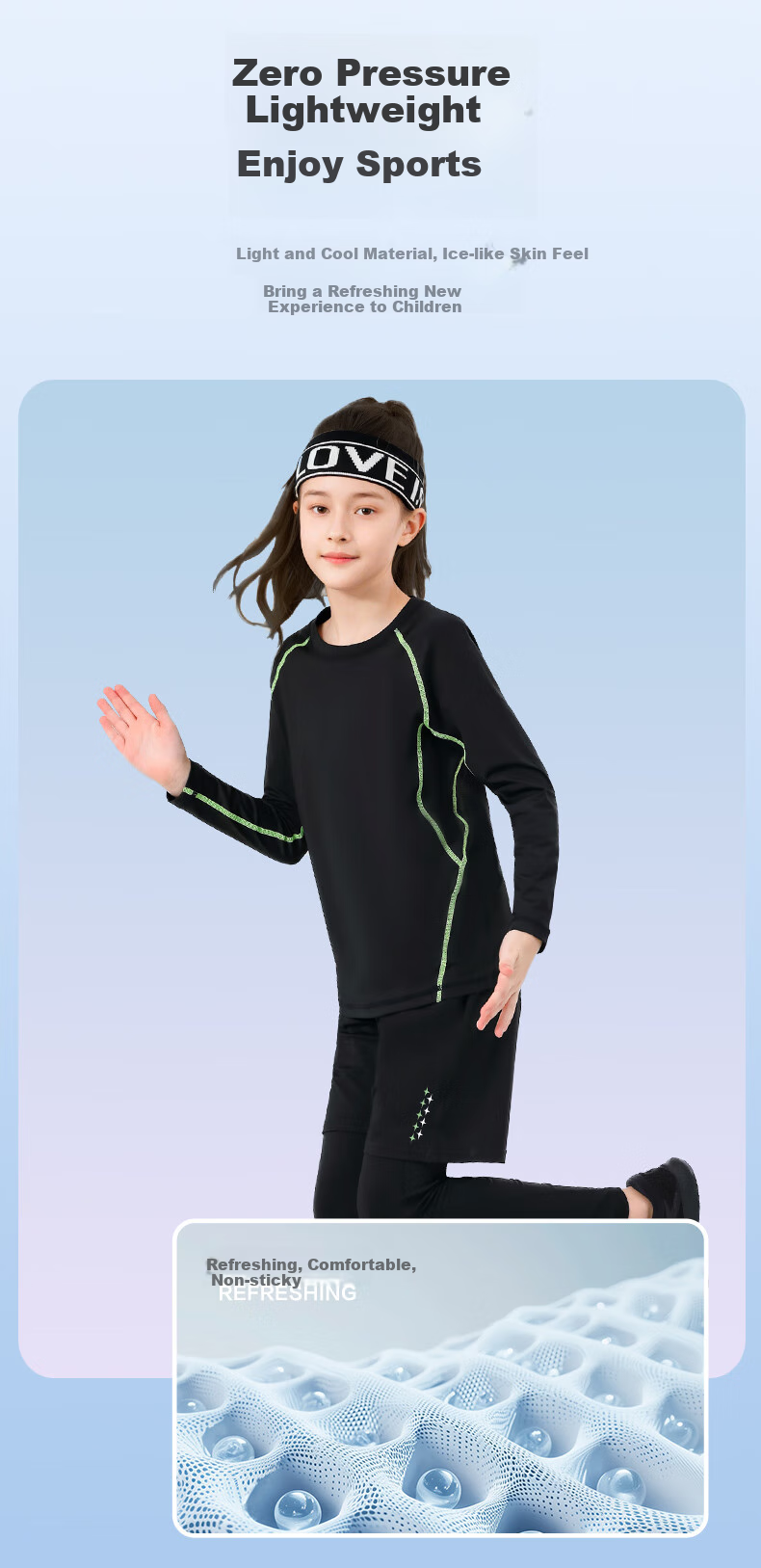 FANDIMU Children's Sports Set, Boys And Girls Badminton Basketball Tight-Fitting Base Layer, Breathable High-Elasticity Morning Jogging Training Running Suit 3