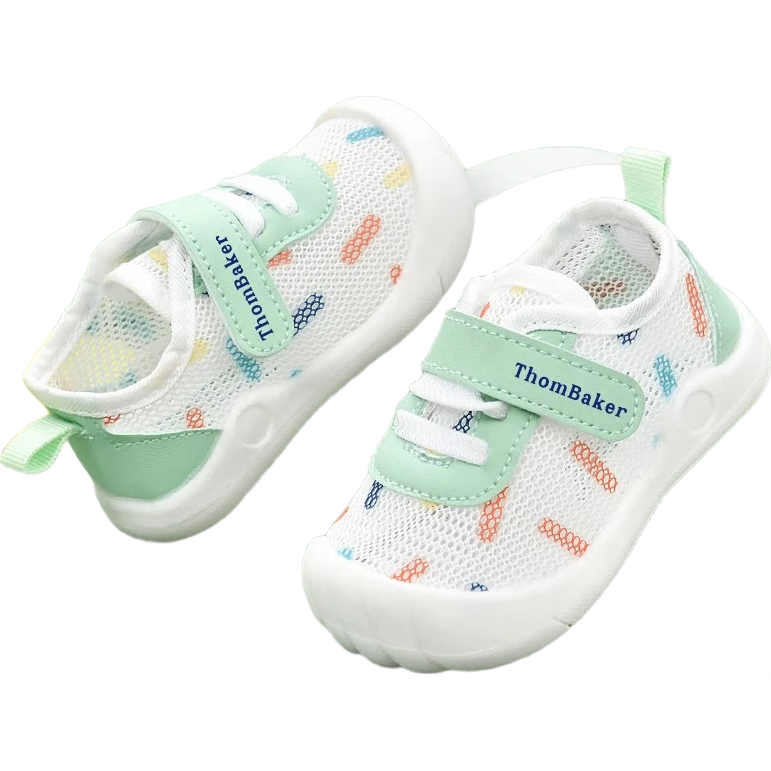 ThomBaker Baby Boy Walking Shoes, Mesh Shoes, Infant Shoes, Spring And Summer Thin Style, Soft Sole, Non-Slip, for Girls Aged 0-1 Years Old, Moon Blue, Size 19