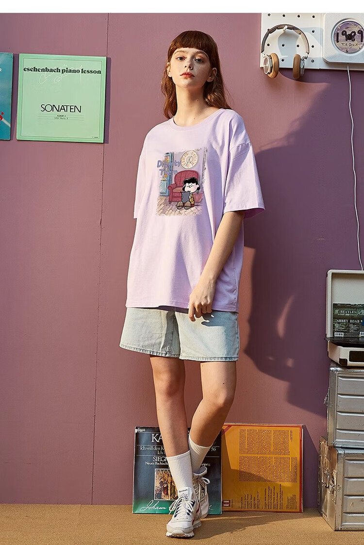 TonLion 2025 Summer Women's Crew Neck Short Sleeve T-Shirt [Snoopy Collaboration Edition] 11