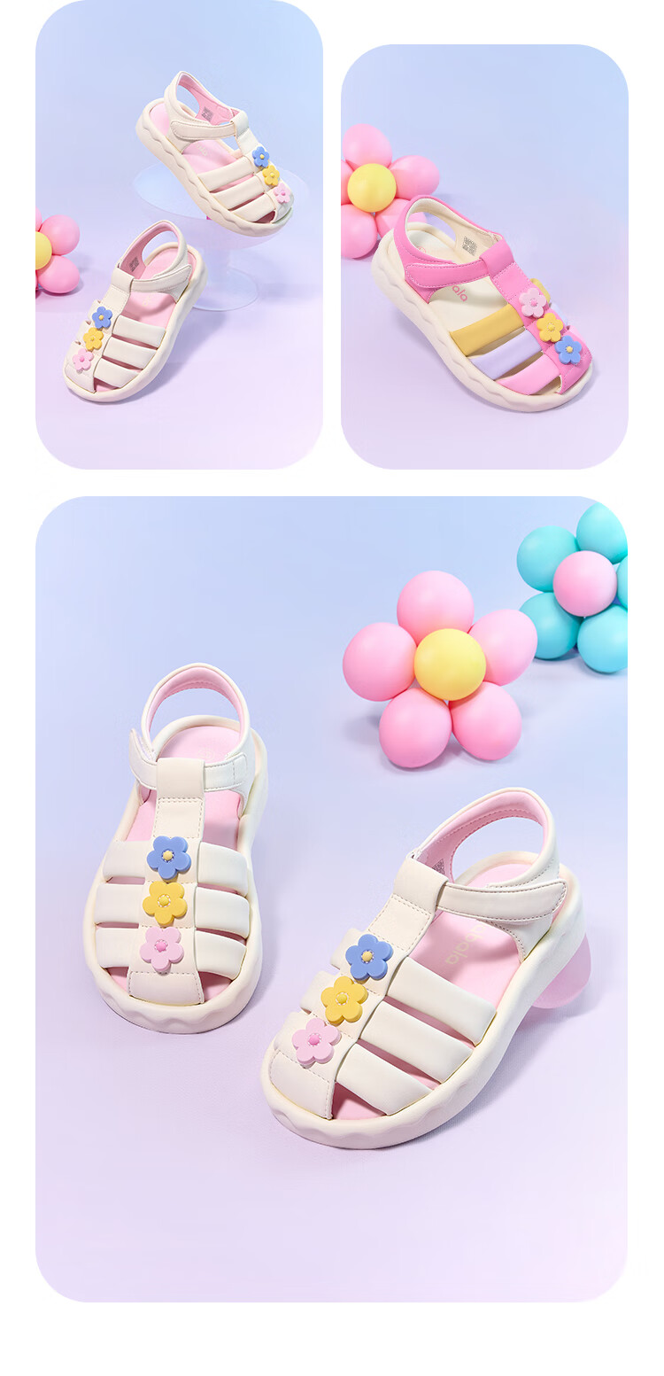 BALABALA Children's Sandals, Girls' Shoes, Summer 2025 Soft-Soled Roman Sandals, Closed-Toe Beach Shoes, 208225141009 3