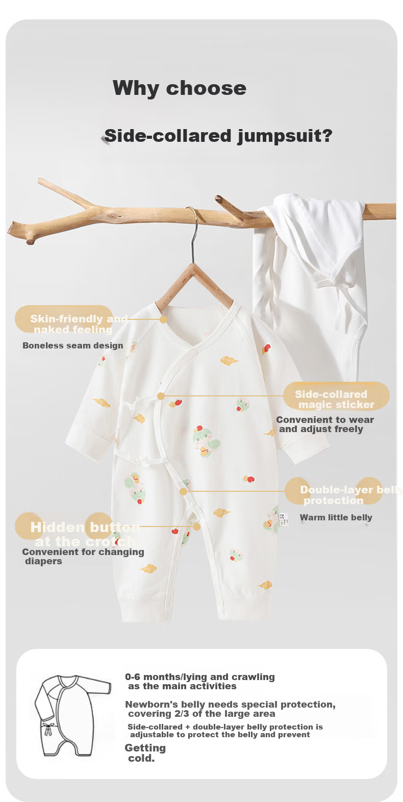 Aibaoshi Baby Clothes Onesie, Pure Cotton, Spring And Autumn, Newborn Infant Romper, Monk Outfit, 2-Piece Set, Size 52, Bottle T141 28