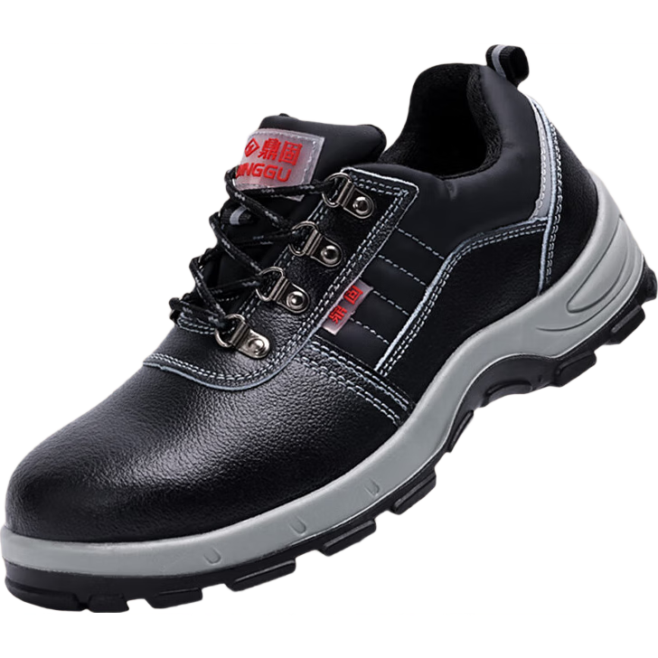 Dinggu Men's Safety Work Shoes Steel Toe Anti-Smash Puncture Resistant Steel Midsole Solid Sole Model 1125 Black Size 37