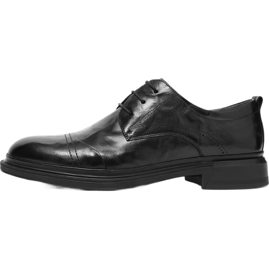 Belle Commuter Business Leather Shoes for Men, Spring And Summer Cowhide Shoes, Genuine Leather Shoes, Wedding Shoes, Professional Formal Shoes A1220 Black Size 42