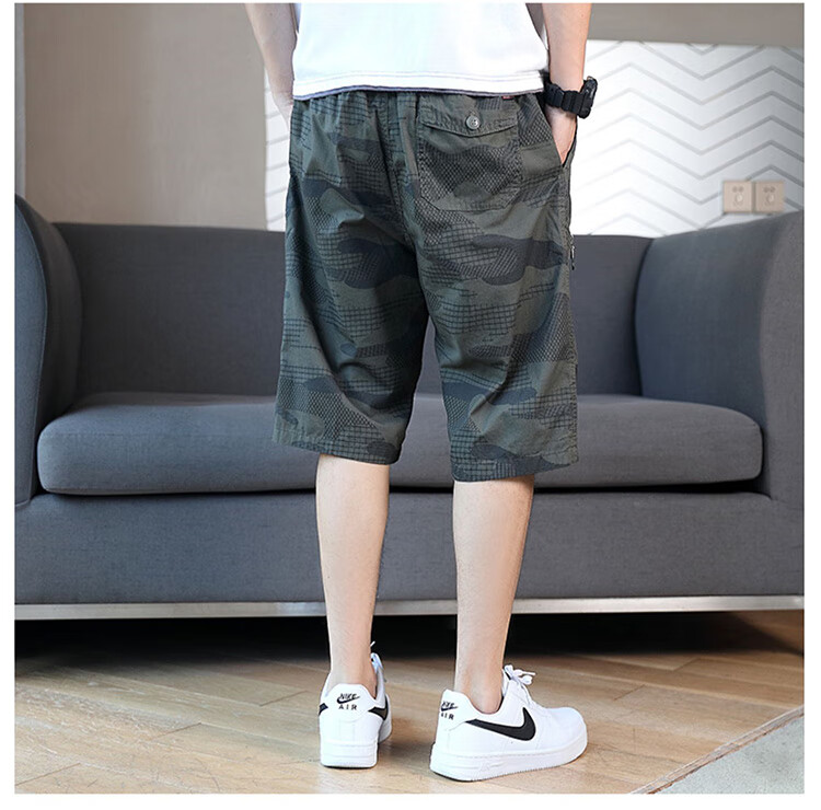 PLAYBOY Men's Shorts, Summer Pants, Casual Sports Beach Shorts, Five-Point Pants for Outdoor Wear, American Workwear Style, Pure Cotton, Loose-Fitting Mid-Length Pants 13