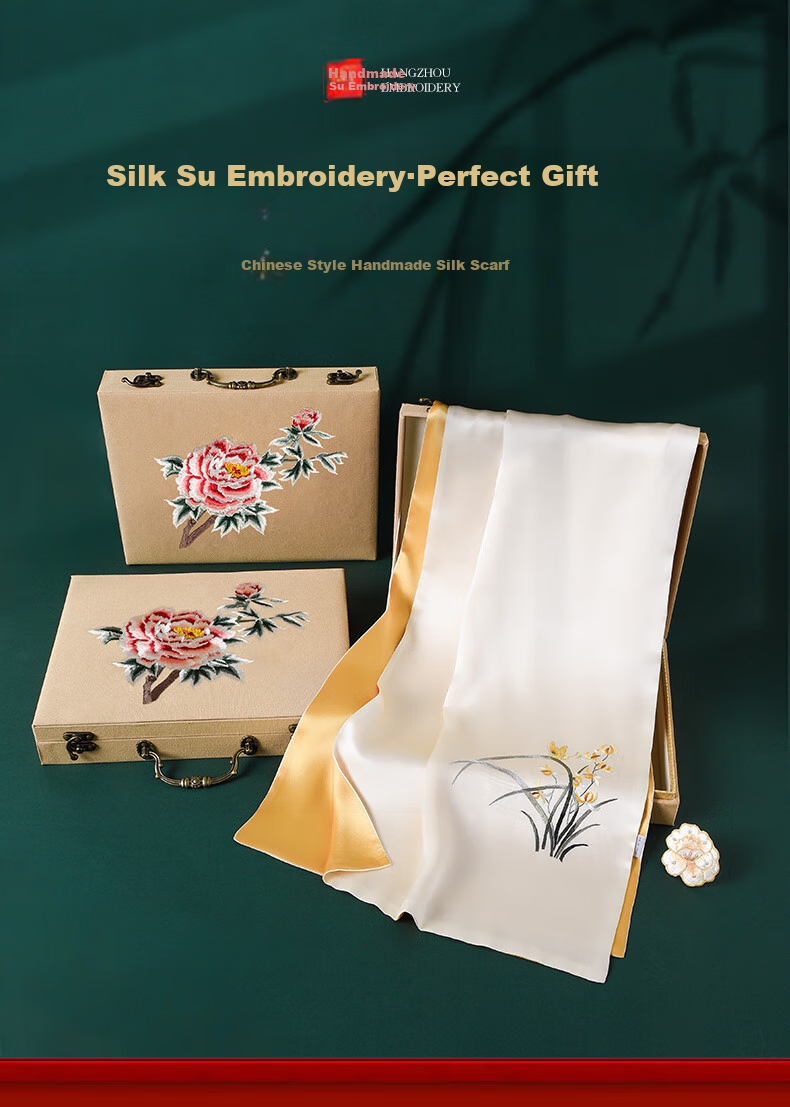 Hangsifu Suzhou Silk Scarf, Autumn And Winter Warm Neck Protection Shawl for Women, Mulberry Silk Wrap, Outer Layer, Birthday Gift for Mom 3