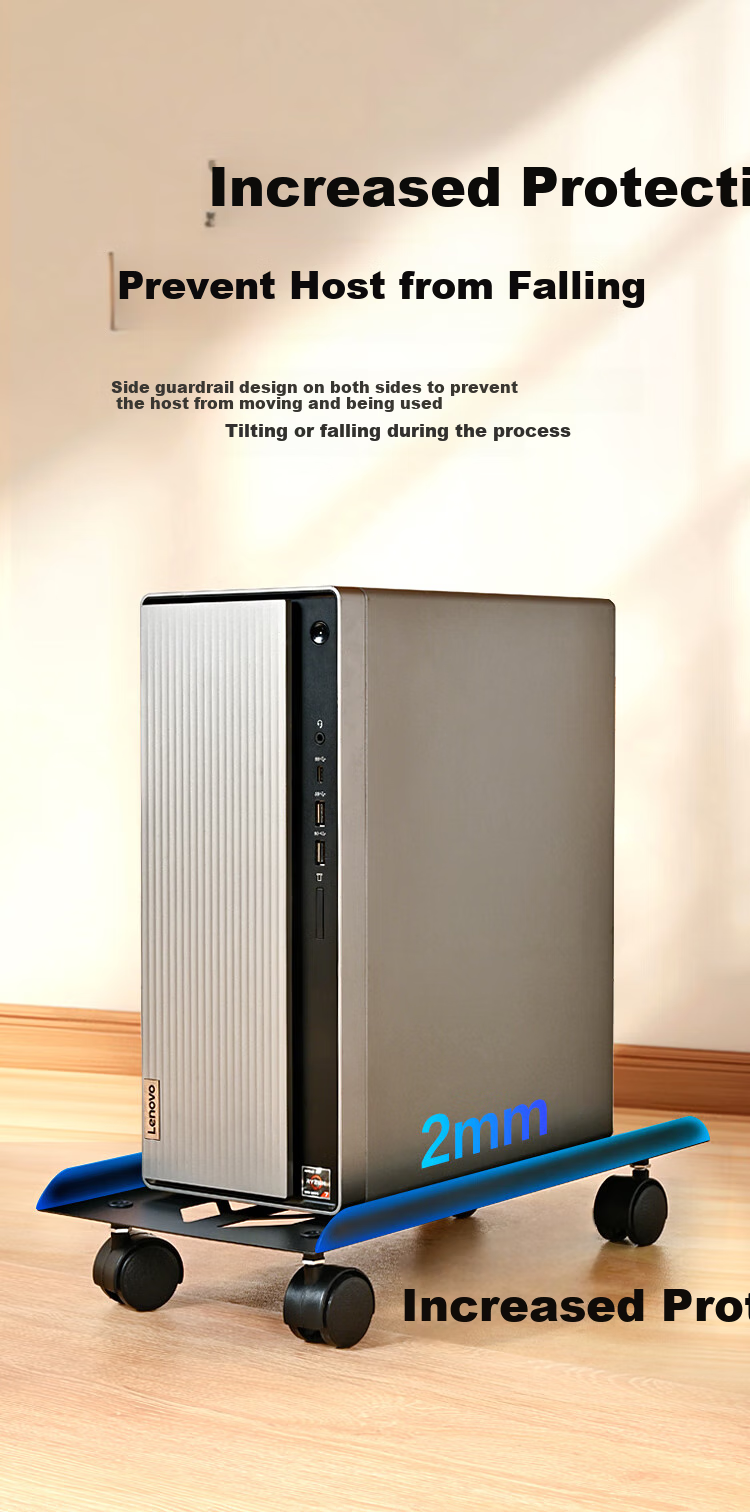 NVV Computer Tower Stand, Desktop Case Stand, Movable Computer Tower Tray Metal Bracket Base NZ-T1 6