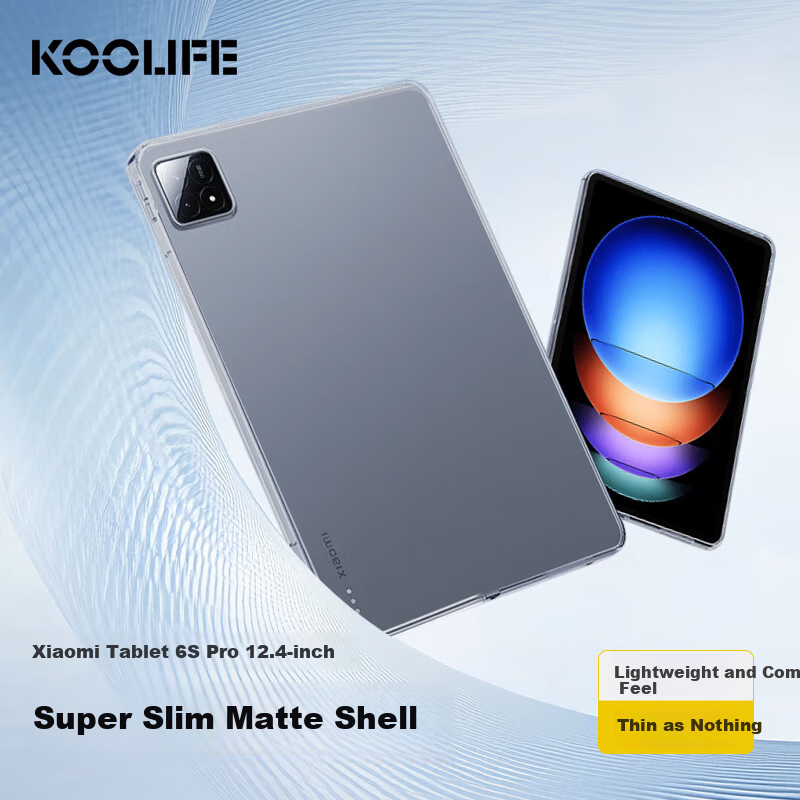 KOOLIFE Protective Case for Xiaomi Pad 6S Pro, 12.4-Inch 2024 Model, Xiaomi Tablet Cover, TPU Transparent Shockproof Outer Shell, Slim And Lightweight