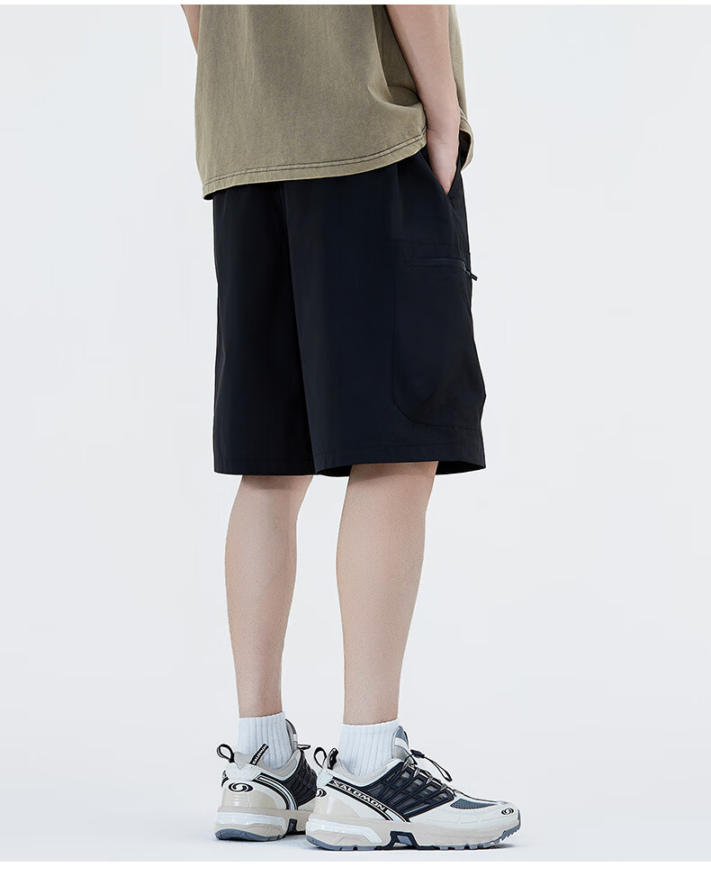 Charles Peach Heart Men's Summer Loose Casual Comfortable Breathable Drawstring Shorts with Large Pockets Black L 12