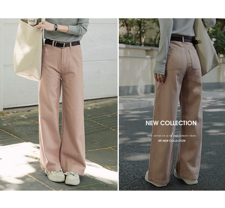 MT [Korean-Japanese Casual Style] Autumn Fashion Simple Solid Color Loose Straight-Leg Denim Jeans 15