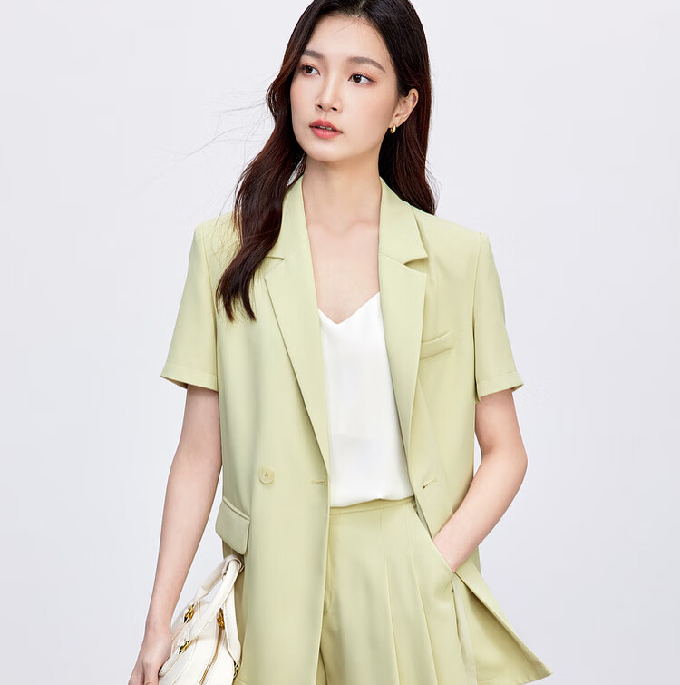 Sentubila Urban Commuter Women's Summer Slim Fit Short Sleeve Blazer and Elastic Waist Shorts Two-Piece Set 16
