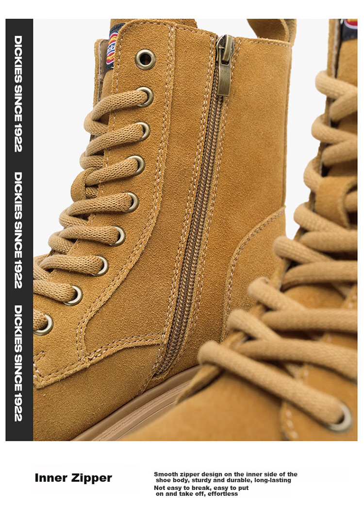 Dickies Women's Martin Boots, Fashionable Versatile High-Top Boots, British Style Casual Boots, Work Boots, Khaki, Size 35 5