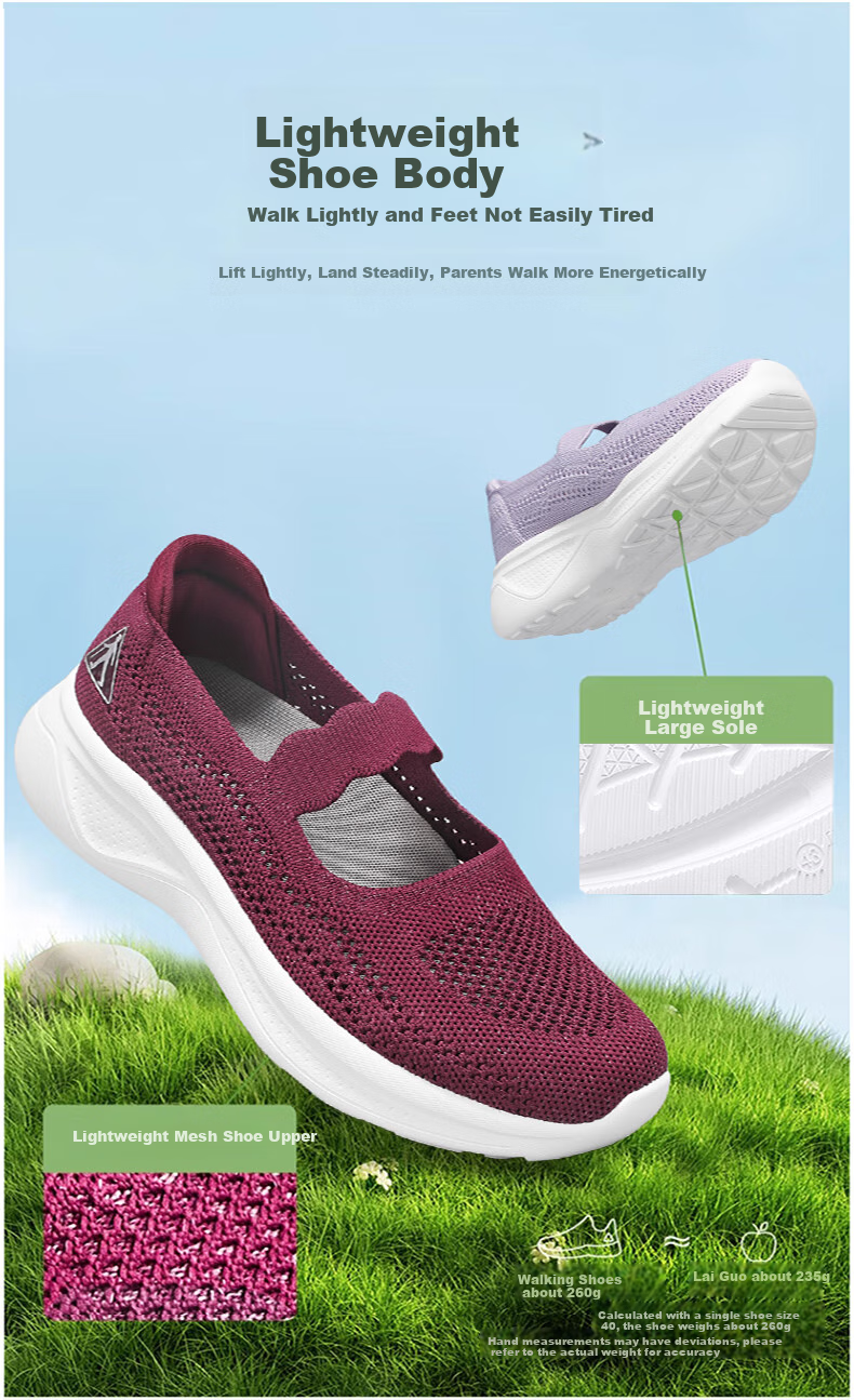 Zulijian Elderly Shoes, Autumn New Style Women's Slip-On Shoes, Mom Shoes for Middle-Aged And Elderly, Casual Women's Shoes, 8643K Purple, Size 37 3