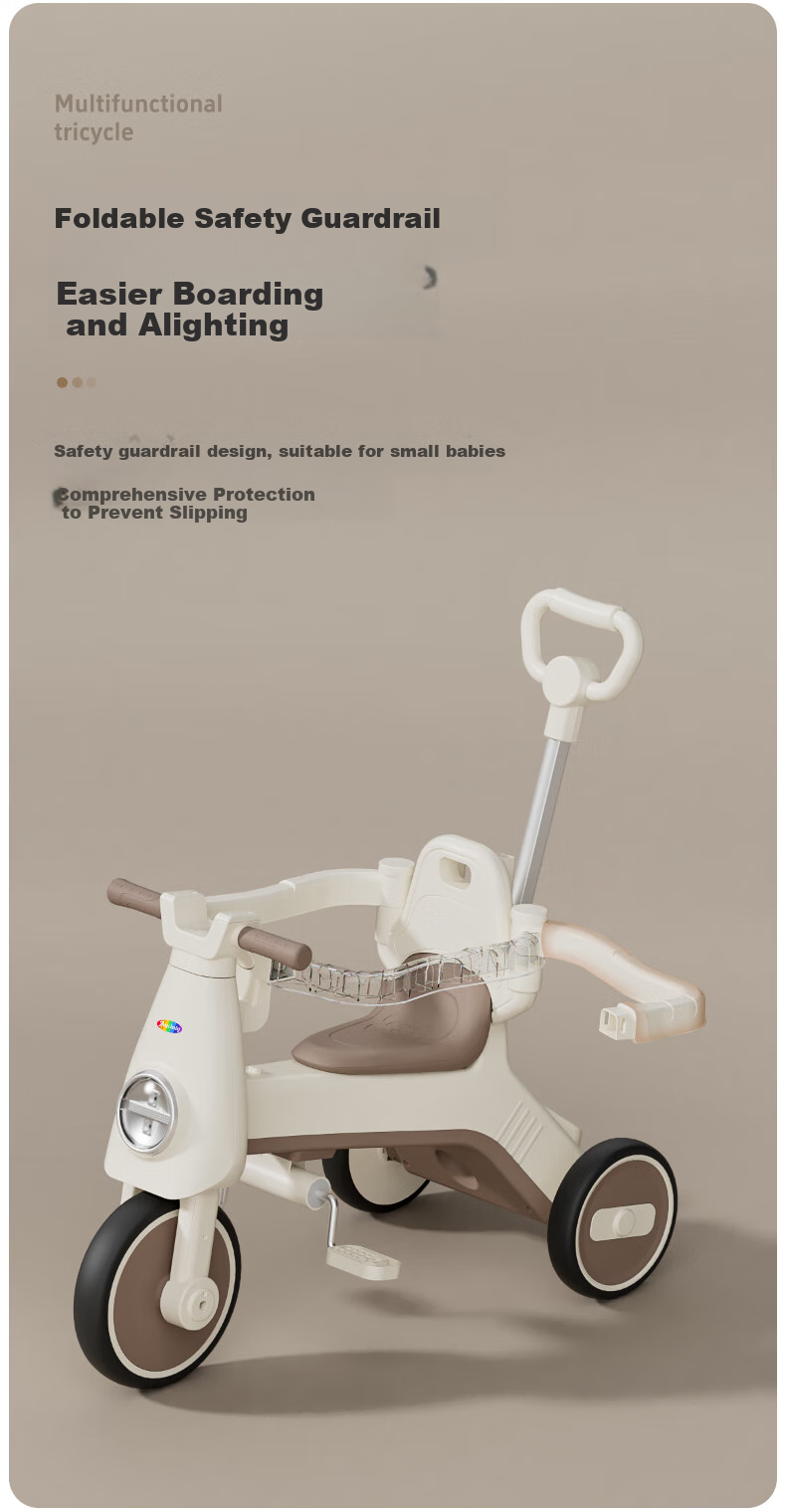 ANGI BABY Kids Tricycle Baby Pedal Bike Multifunctional Lightweight Foldable Stroller 9