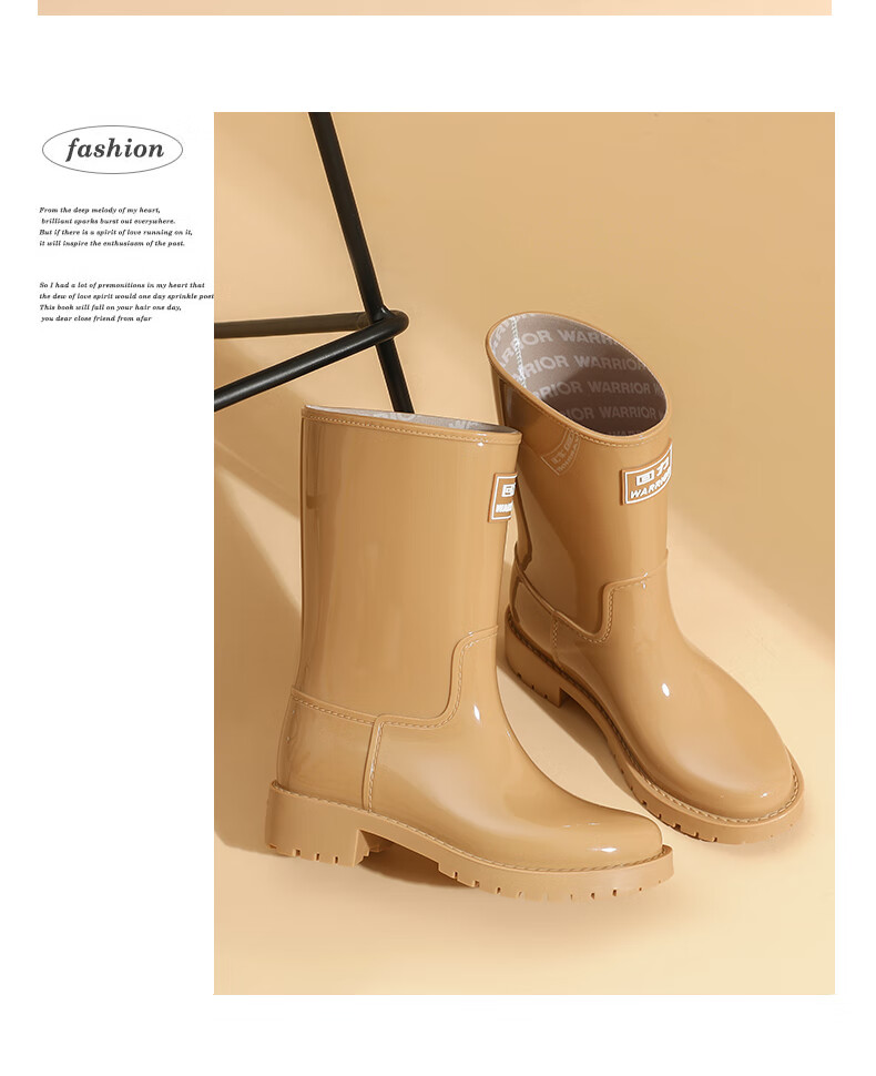 Warrior Women's Mid-Calf Waterproof Non-Slip Outdoor Rain Boots Fashion Short Durable Rain Shoes Size 37 18