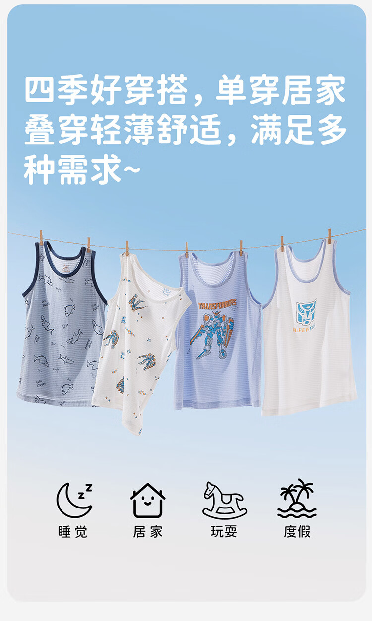 Dingguagua Kids Vest 3-Pack Cotton Striped Summer Breathable Thin Sleeveless Boys Base Shirt Set 1 Size 140 3