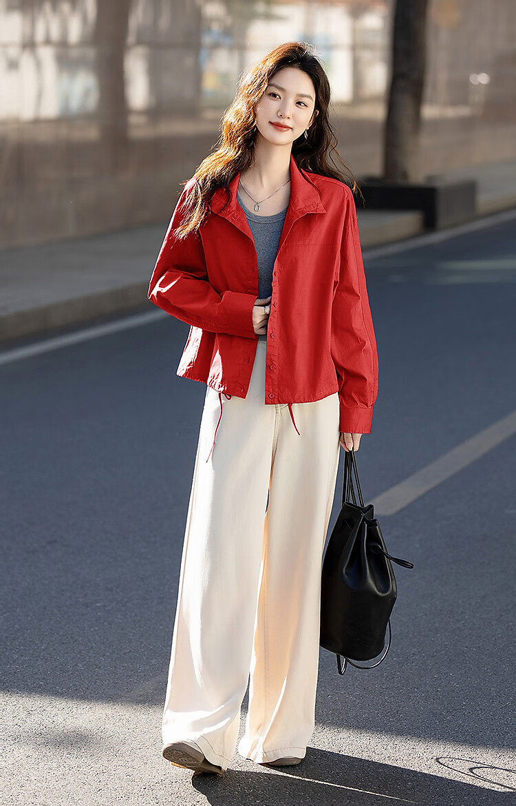 Dme [Yunduo Mian] Spring And Autumn Lightweight Outdoor Zero-Pressure Stand Collar Button-Up Concealing Petite Elegant Short Women's Jacket 9