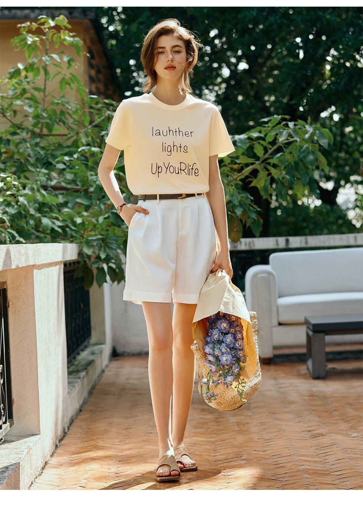 Oulain Letter Print Short-Sleeve T-Shirt, Women's Versatile Loose Casual Round Neck Top, Purple, S 28