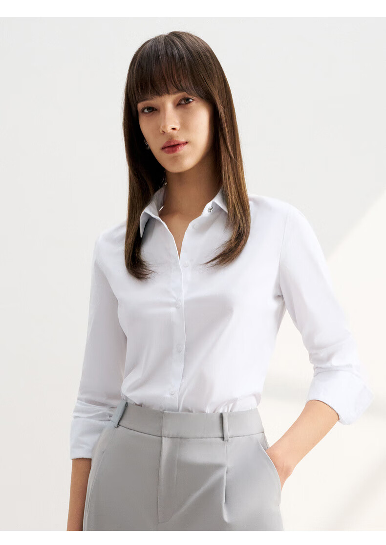 G2000 [Soft And Comfortable] Women's Autumn And Winter Clothing, Mall-Matching Cotton Skin-Friendly Business Commute Comfortable Long-Sleeve Shirt 4