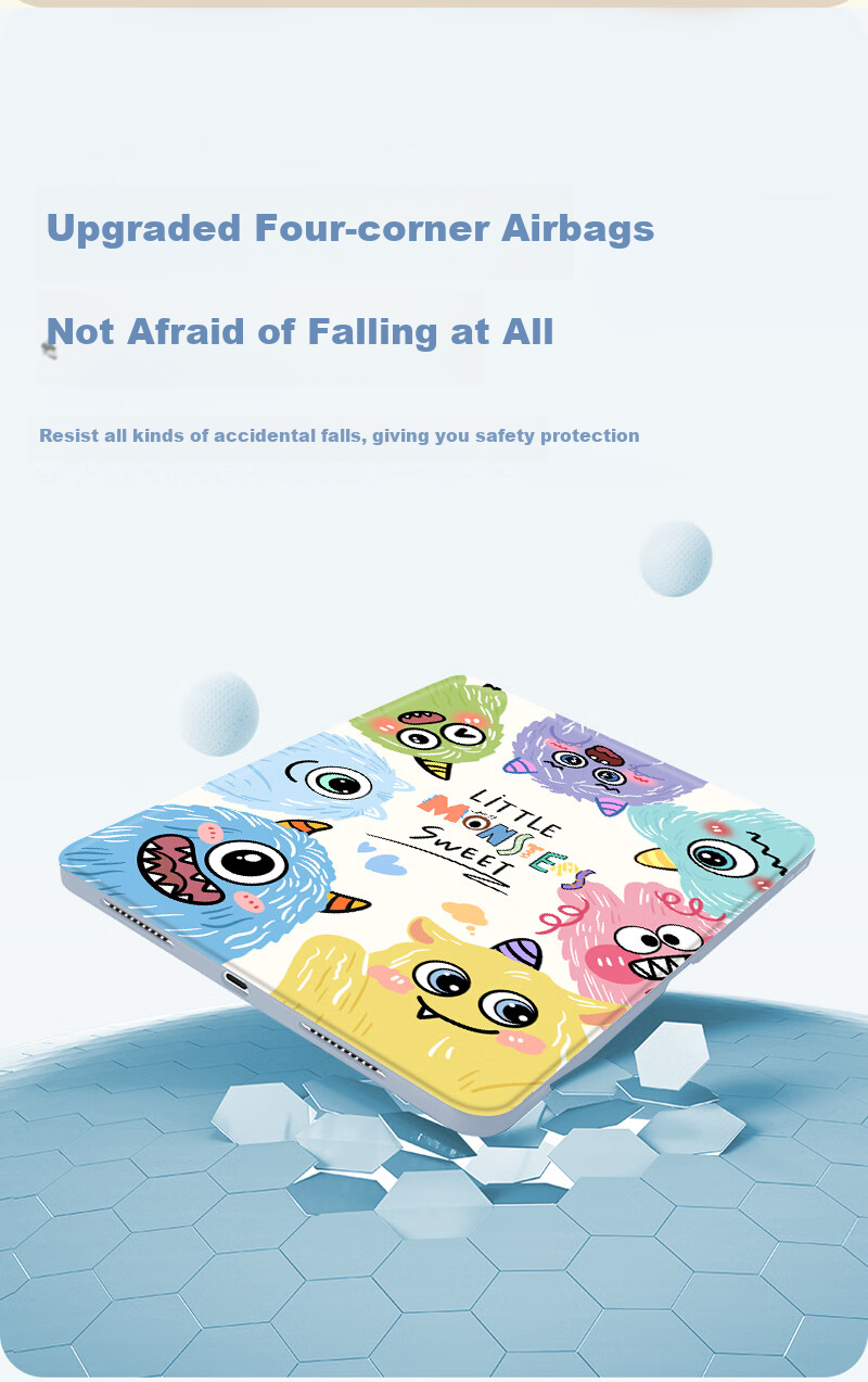 Jiangming IPad 9.7-Inch Case with Pencil Holder, Compatible with IPad 5/6/Air2/Air1, 360-Degree Rotating Horizontal And Vertical Support, Cartoon Painted Full Protection Anti-Drop Bending-Resistant Leather Case 2