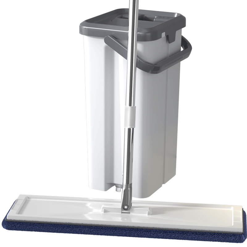 Dongfangliangjie Household Mop, All-In Cleaning, Scraper Plate Mop, Extra Large 50cm Scraper Plate with Bucket, Hands-Free Mop, Floor Cloth