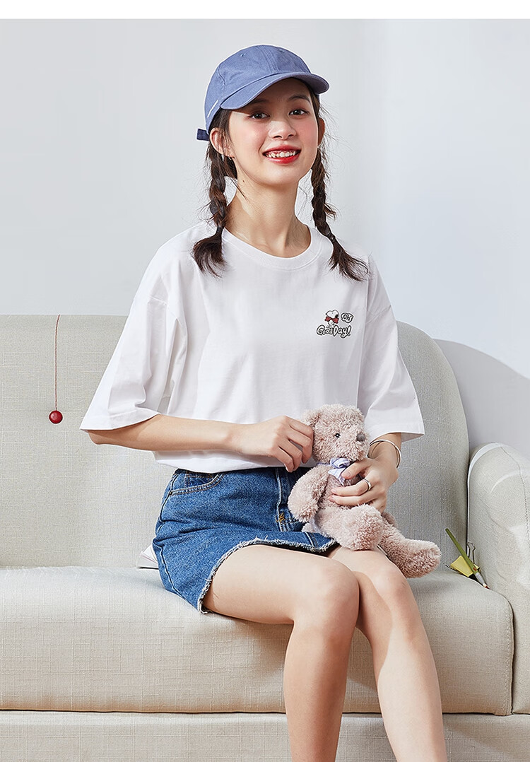 TonLion 2025 Summer Women's New Round Neck Short Sleeve T-Shirt Versatile [Snoopy Collaboration] S Light Purple 8