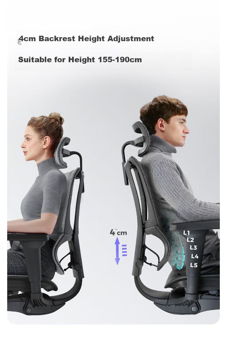Ergonor Baoying Ergonomic Chair, Computer Chair, Comfortable Office Chair, Gaming Chair, Silver White + Reclining Seat 17