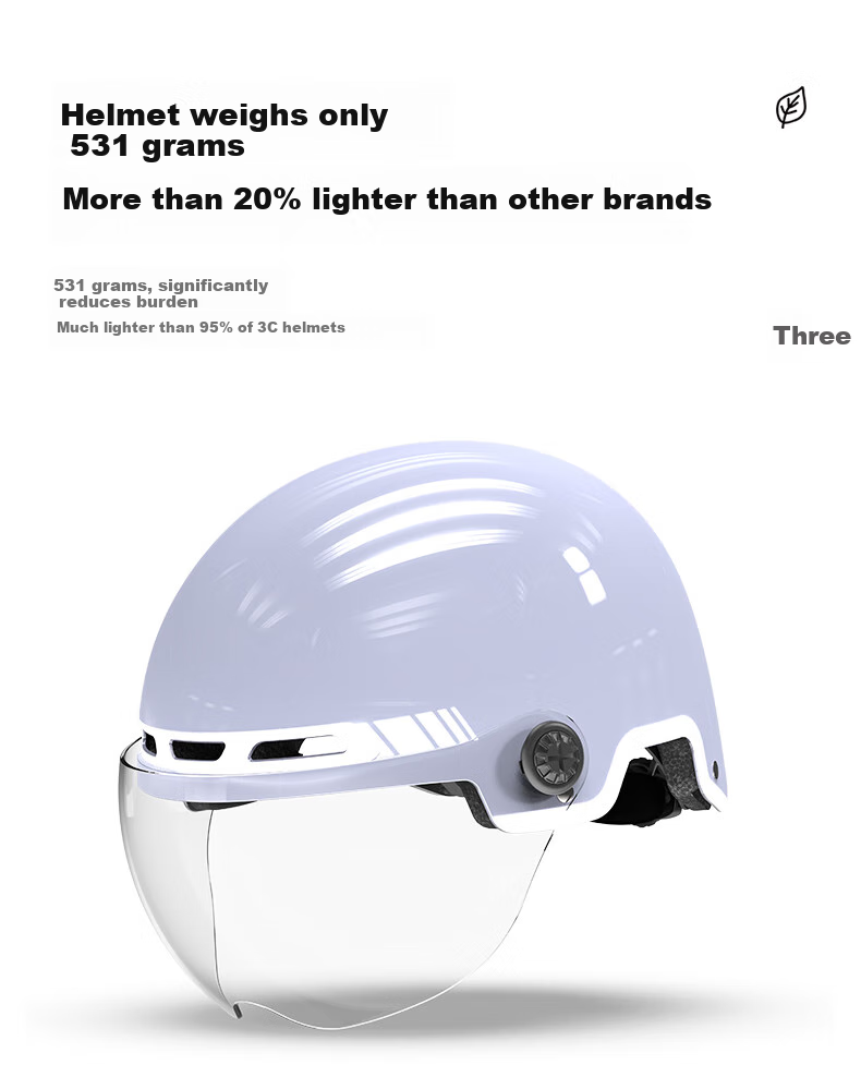 Xiaoan Electric Bicycle Helmet, 3C Certified, Summer Unisex Motorcycle Riding Half Helmet, Suitable for Electric Scooters And All Seasons, Safety Helmet, Pearl White 0811M, Head Circumference 54-58CM 7
