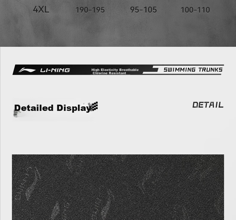 Li-Ning Swimming Trunks for Men, Anti-Embarrassment Printed Hot Spring Swimwear, Square-Leg Training Swim Shorts, 0291 Black XXL 10