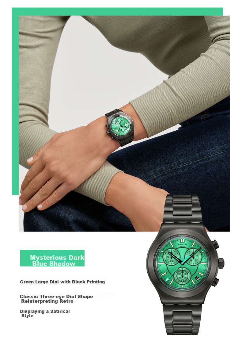 Swatch Swiss Watch, Three-Eye Chronograph Trendy Business Men's Quartz Watch, Holiday Gift, Canyon Explorer 5