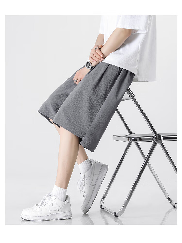 Dingfengbaoluo Summer Ice Silk Men's Loose Fit Comfortable Breathable Casual Sports Five-Point Shorts HZ21 Dark Gray 3XL 7