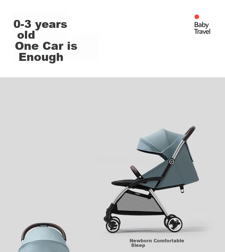 Gb Stroller, Lightweight, Can Sit And Lie Down, Portable, Wide, Baby Pushchair, Kunpeng D1801, Elegant Gray 9