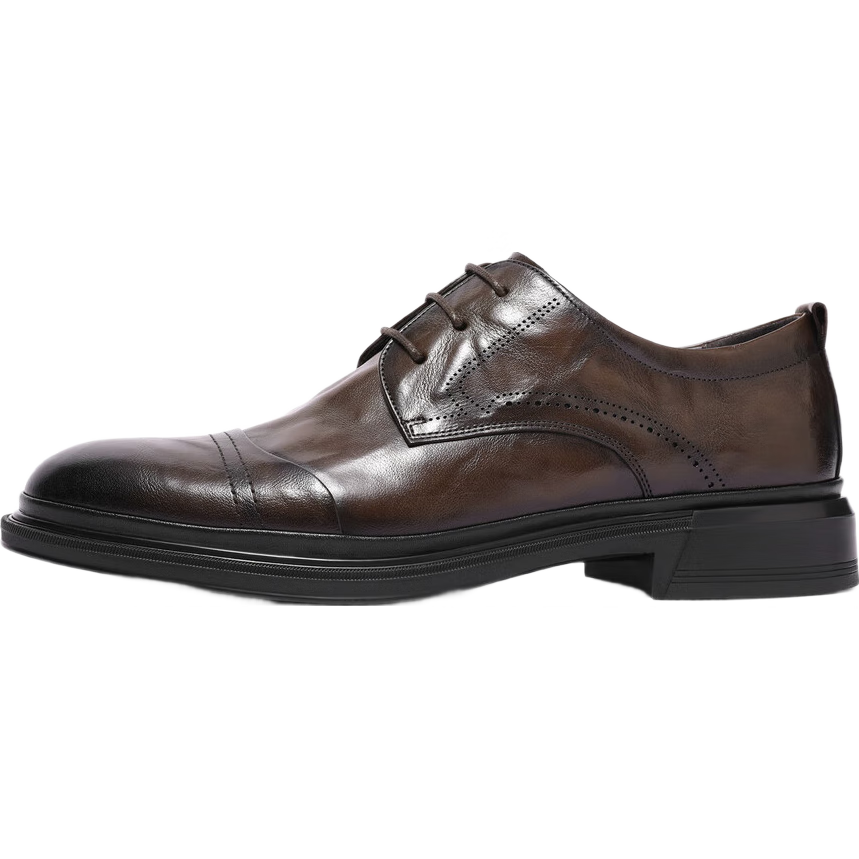 Belle Commuter Business Leather Shoes for Men, Spring And Summer Cowhide Shoes, Genuine Leather Shoes, Wedding Shoes, Professional Formal Shoes A1220 Brown Size 39