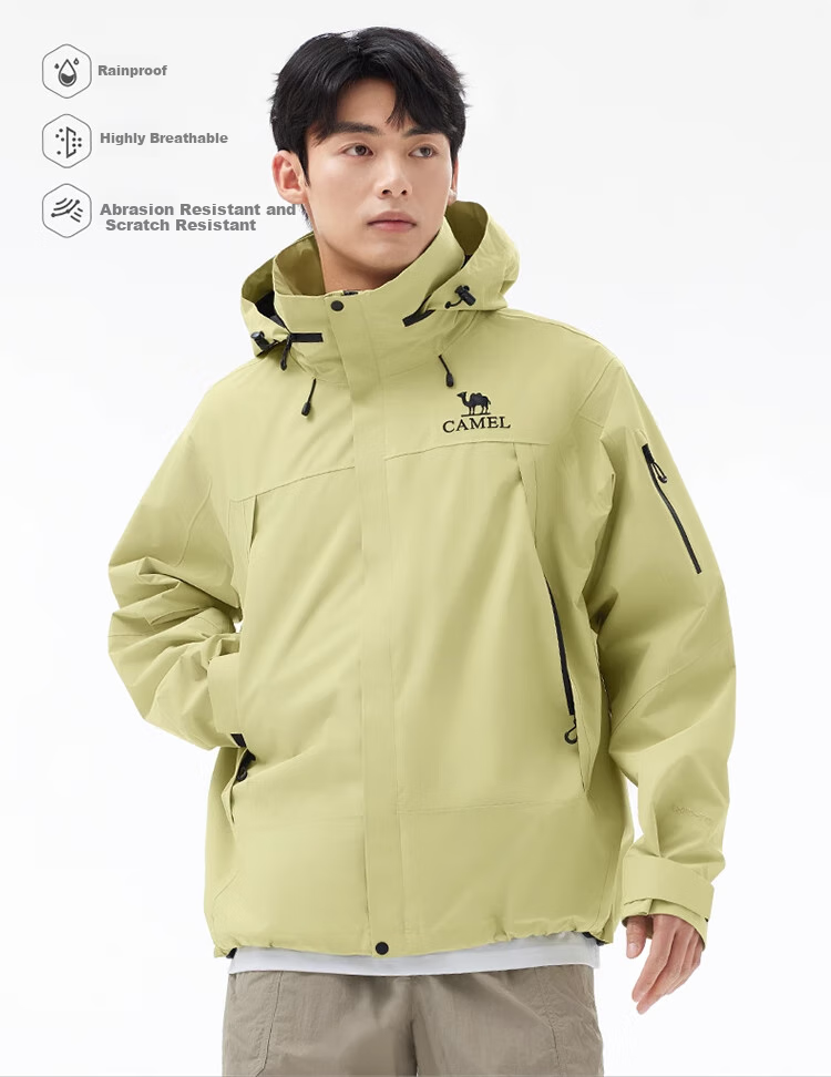 CAMEL Women's Single-Layer Hard Shell Jacket, Waterproof And Windproof Casual Coat for Men And Women, A35BA46074, XXL 1