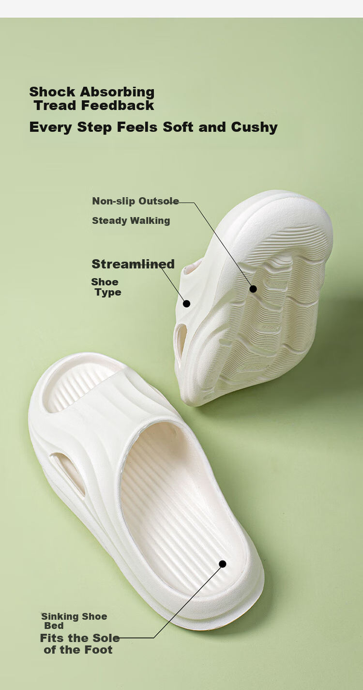 MINISO Slippers for Men And Women, Home Couple Comfortable Bathroom Non-Slip Odor-Resistant All-Season Slippers, Pearl White, Size 38-39 4