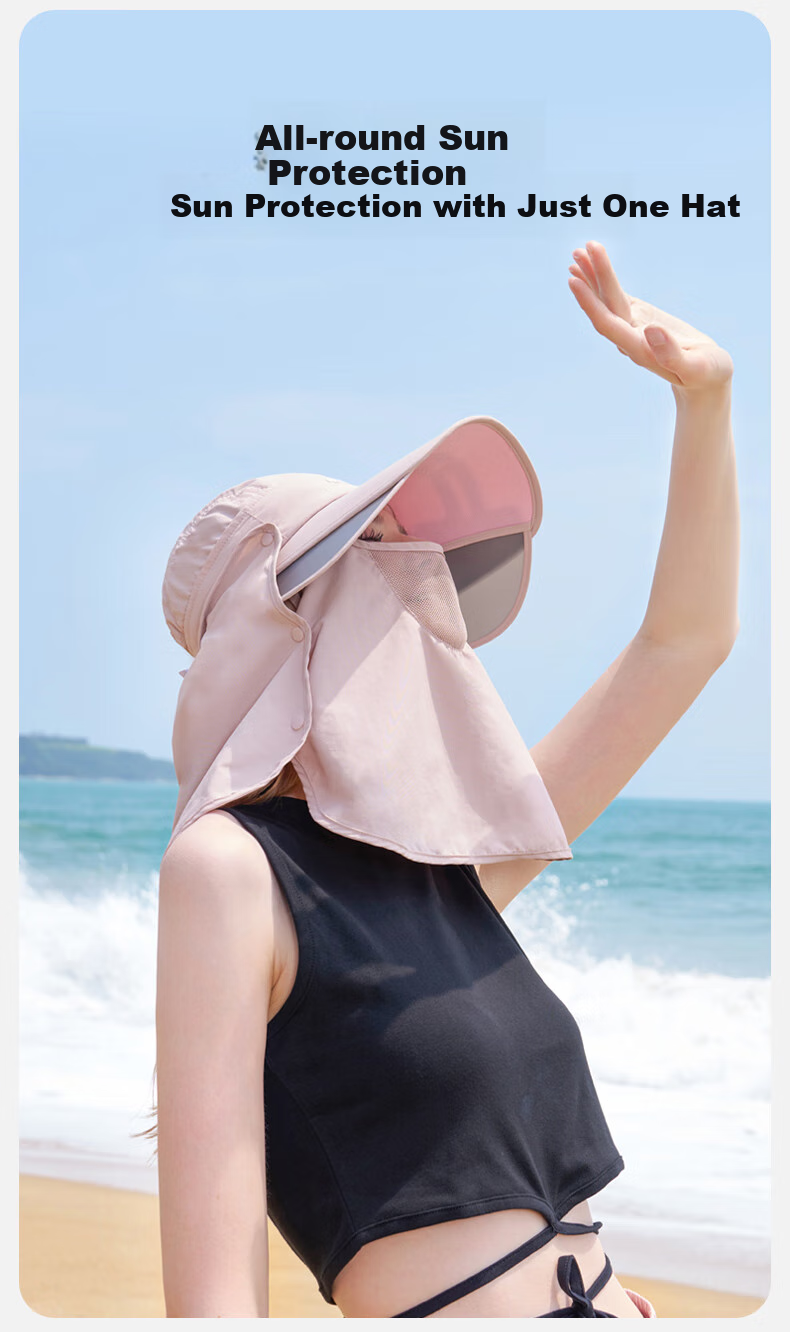 Kenmont Magnetic Face Mask Full-Face Sun Protection Hat for Women, UV-Resistant Neck Guard Quick-Dry Visor Sun Hat Km-3273 2