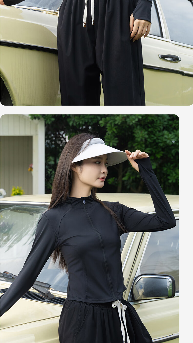 BOPRUIEY Women's Summer Slim Fit Stand Collar UV Protection Ice Silk Cooling Sunscreen Jacket 22