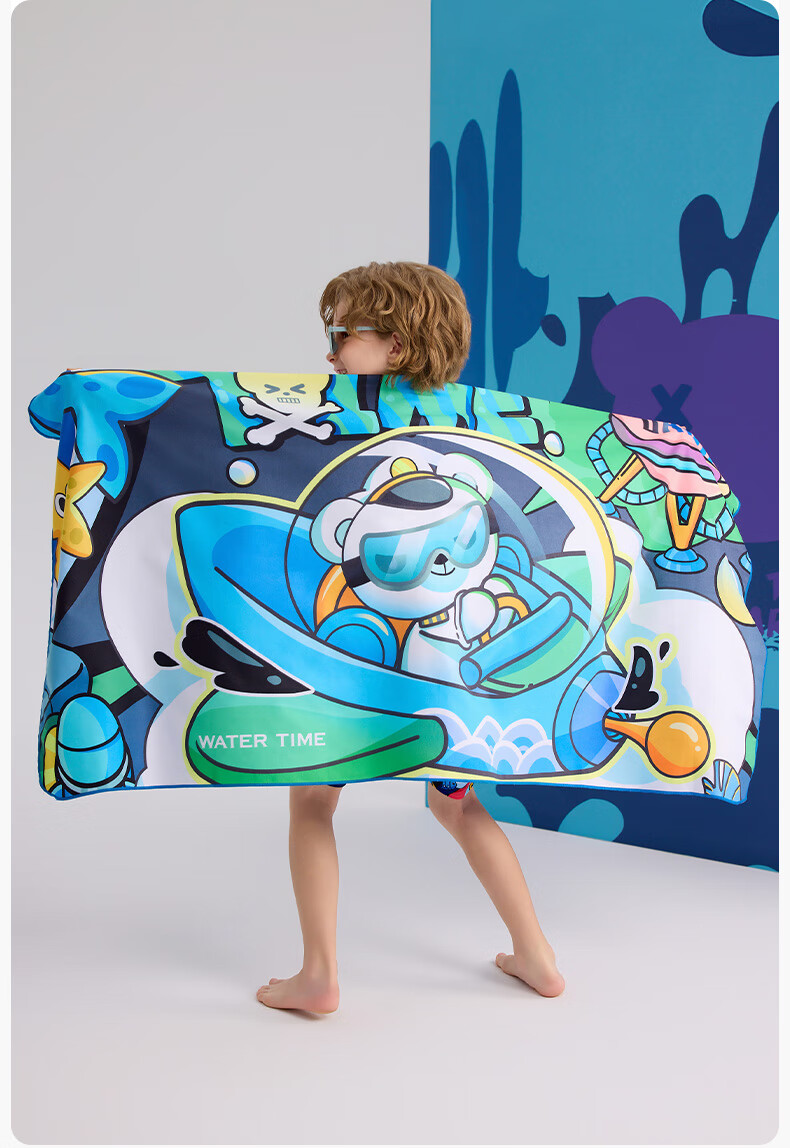 WATERTIME / Shuichuan Children's Cartoon Cute Swimming Absorbent Quick-Dry Beach Bath Towel - Azure Winnie 5