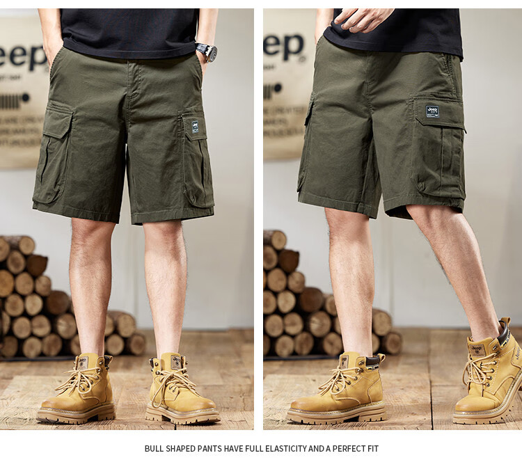 JEEP Men's Cargo Shorts, Five-Point Casual Style, Summer 2026 Thin Version, Loose Straight-Leg High-Quality Breathable Mid-Length Pants for Me 4