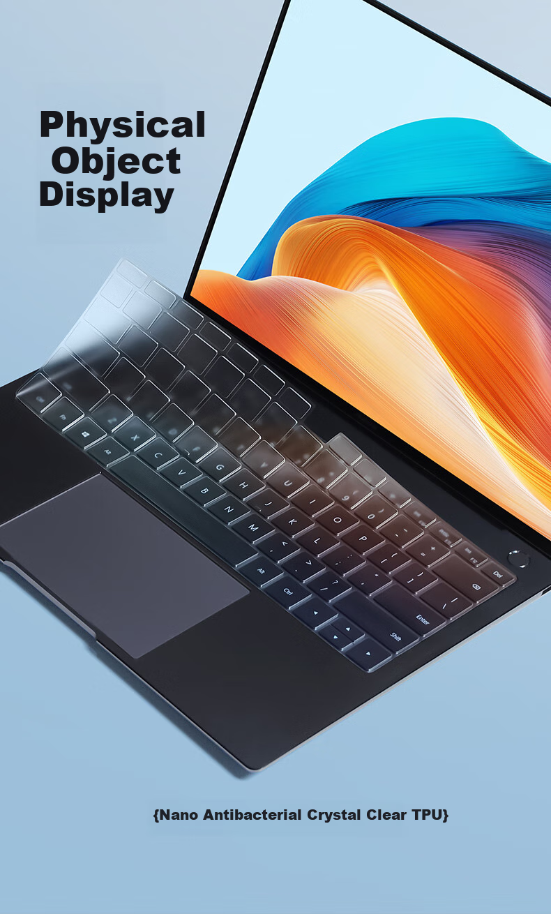 DiyiGongfang Keyboard Protector Dust Cover for Huawei Matebook 13/Honor MagicBook 16 Laptops, Ultra-Thin Gray Crystal Nano Antibacterial TPU Protective Film 6
