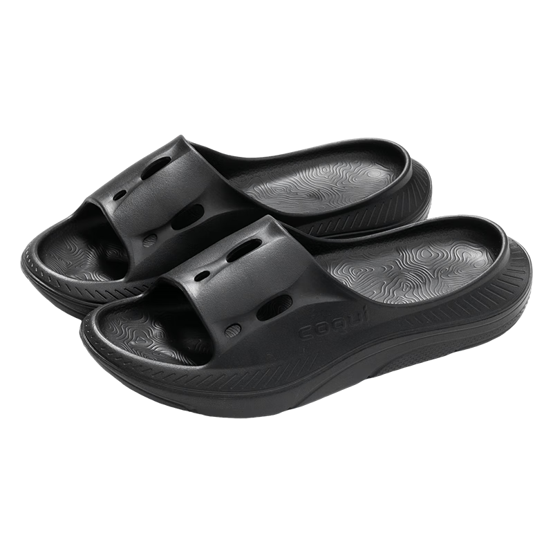 Coqui Unisex Summer Home Slippers Thick Sole Soft Elastic Breathable Bathroom Slippers Deep Space Black 44CQ2520